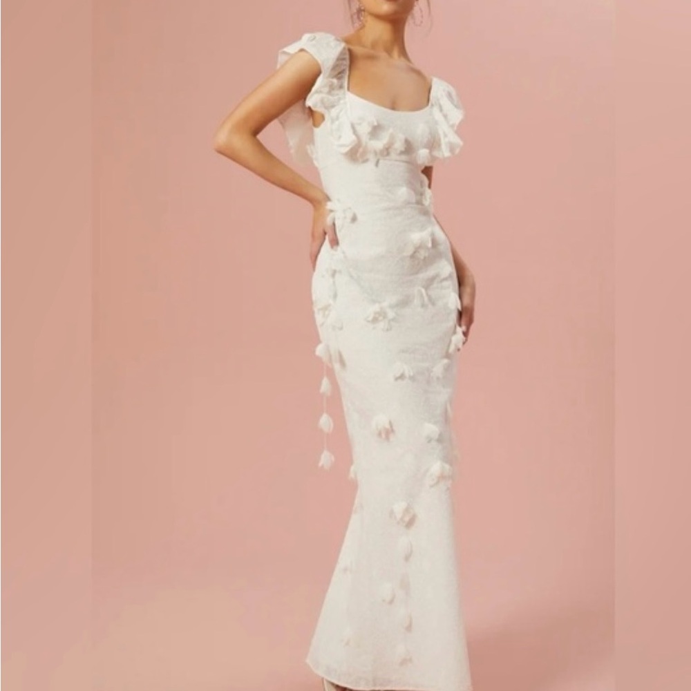 Altar’d State Long White Floral 3D Dress